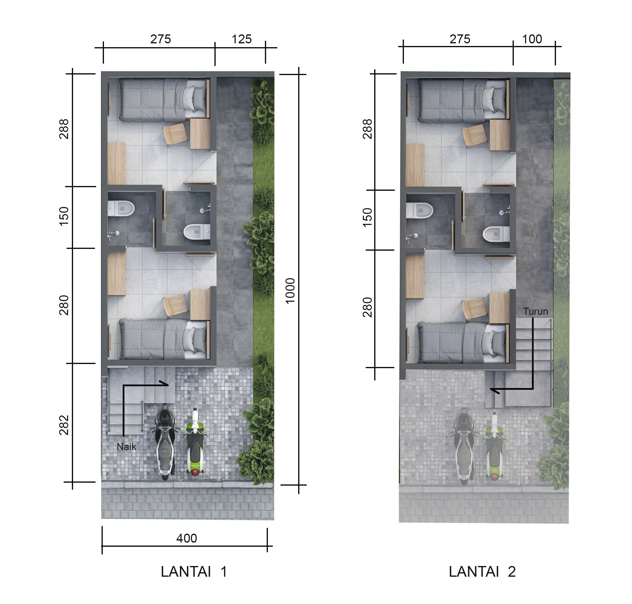 Denah layout unit Tipe 40/58 Paradisa Sigma Style Tahap 2