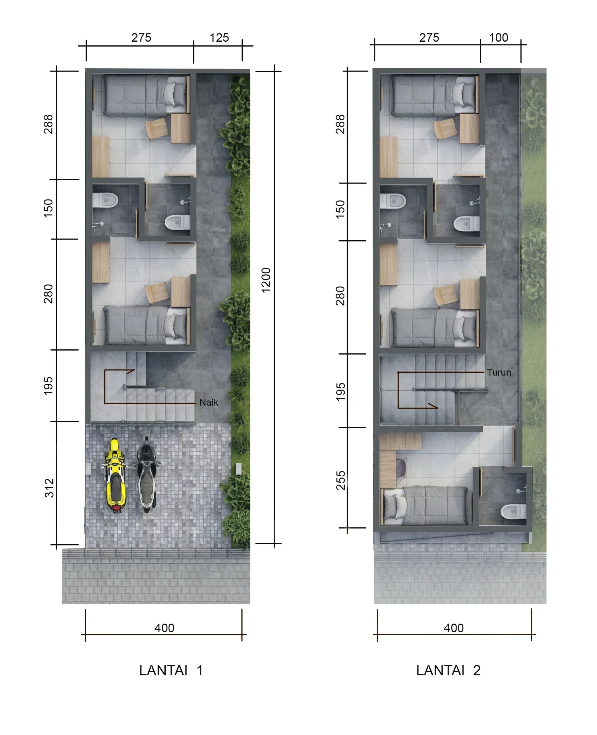 Denah layout unit Tipe 48/76 Paradisa Sigma Style Tahap 2