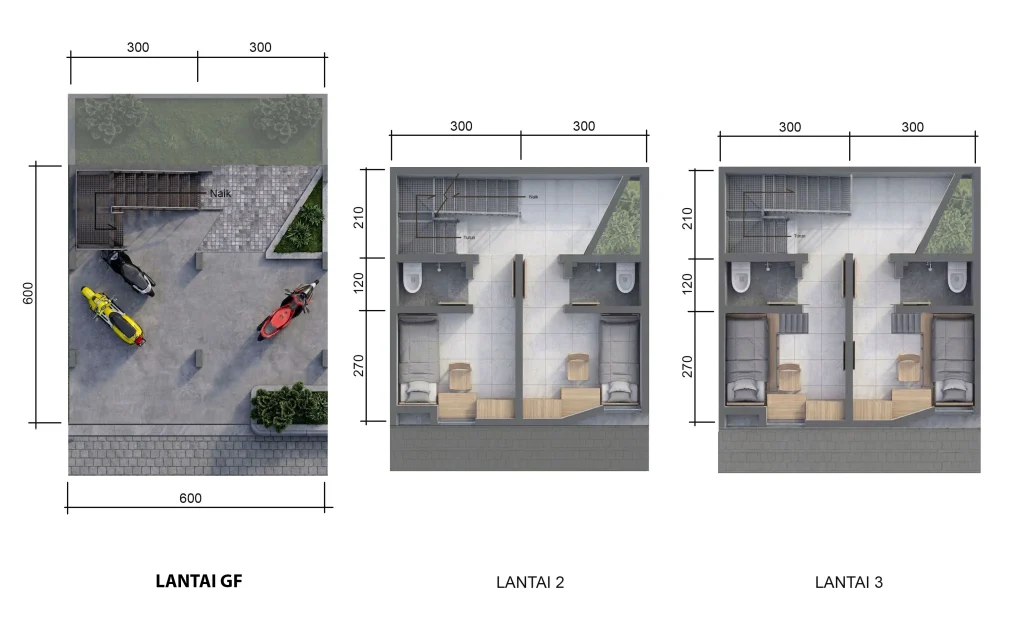 Denah layout unit Tipe 36/80 Mezzanine Paradisa Sigma Style Tahap 2